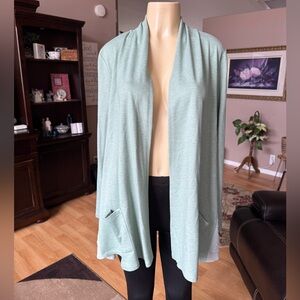 Logo Lounge light green long sleeve open cardigan sweater w/pockets-size L